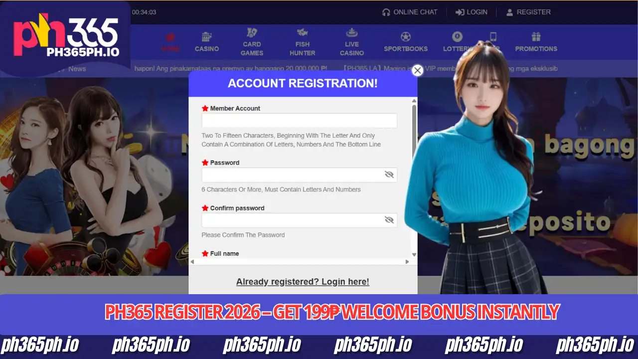 PH365 Register Guide 1 PH365 Register 2026 - Get 199₱ Welcome Bonus Instantly